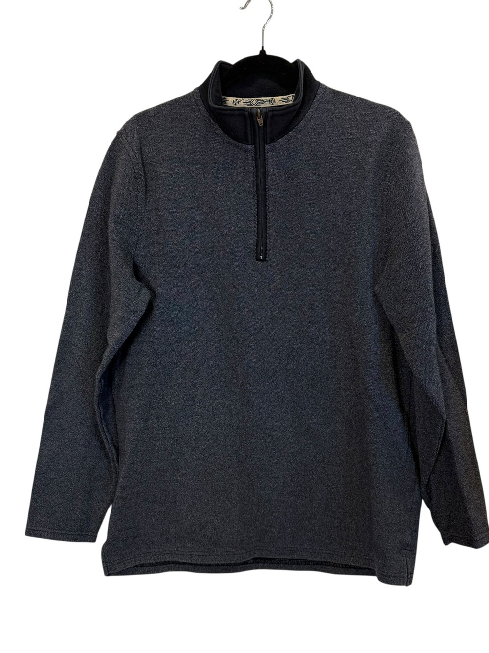 Pendleton Men's Dark Heathered Gray 1/4 Zip-Neck Pullover Cotton Knit Sweater M